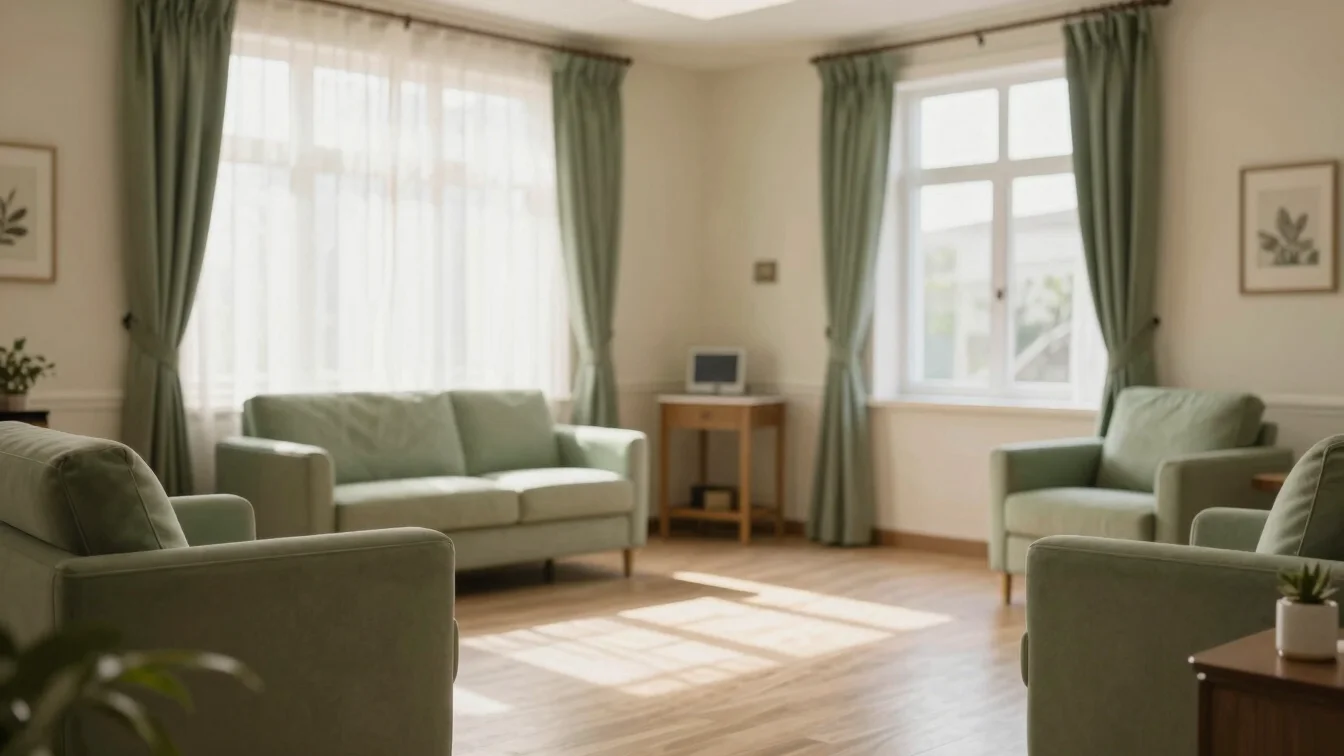 Soft natural light illuminating an upscale psychological consultation space