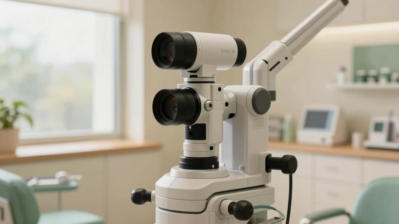 Detailed shot of advanced medical technology in a serene, warm cl